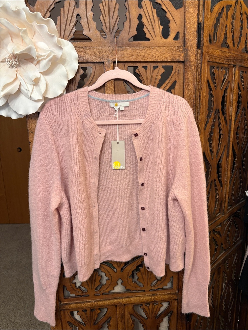 Boden Soft Pink Button-Up Women's Cardigan